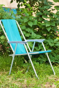 Empty chair on field