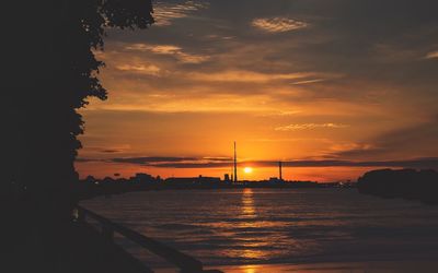 Scenic view of sea at sunset