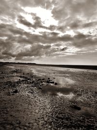 Scenic view of sea against cloudy sky