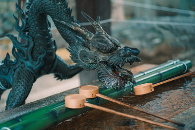 Close-up of dragon sculpture