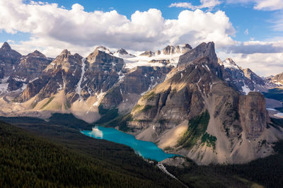 Magical view of louise lake in banff national park, canada, ten peaks valley. inspirational photo.