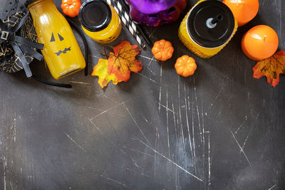 High angle view of pumpkin on table