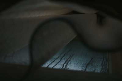 High angle view of glass window on table at home