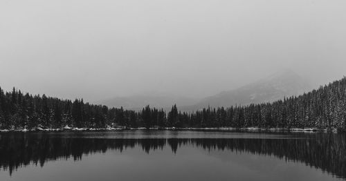 Scenic view of lake against clear sky