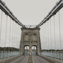 Menai suspension bridge against sky