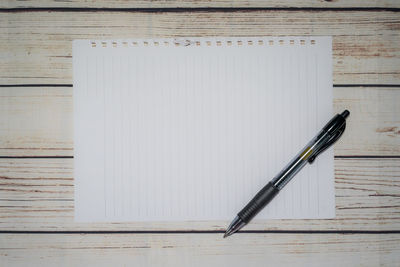 High angle view of pen on table