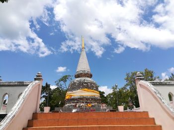 Low angle view of temple building against sky