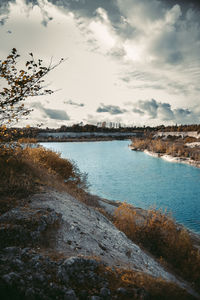 Scenic view of lake against sky