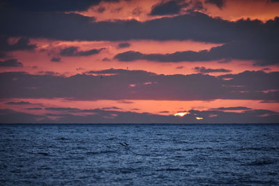 Scenic view of sea against sky at sunset