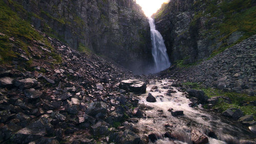 Scenic view of waterfall