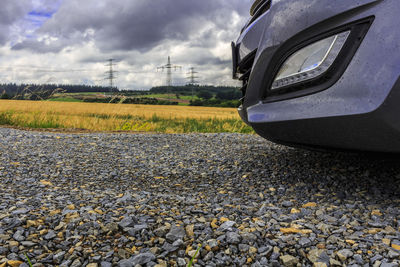Surface level of car on road