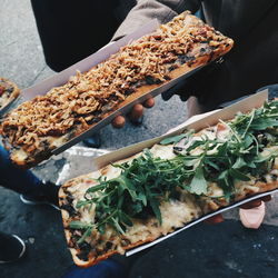 High angle view of food in tray