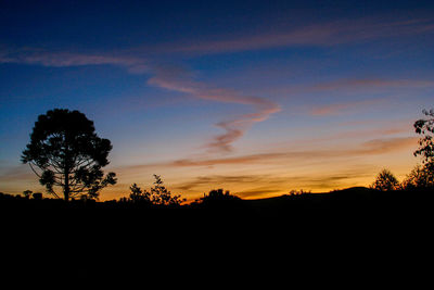 Scenic view of silhouette landscape against sky at sunset