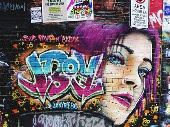 Close-up of graffiti on wall