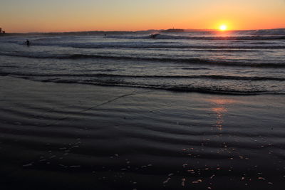 Scenic view of sea at sunset