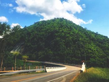 Road by trees against sky