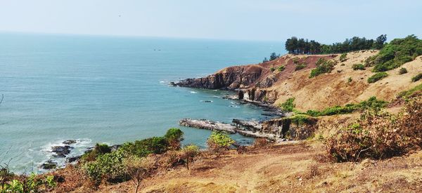Scenic view of sea against clear sky