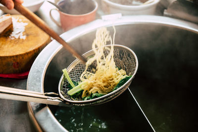 High angle view of rice in bowl