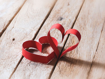 Close-up of heart shape on table