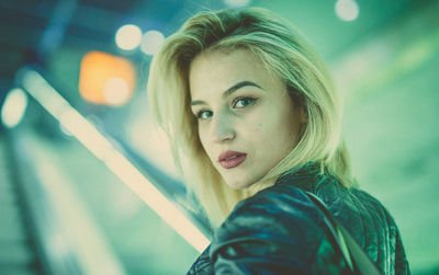 Close-up portrait of young woman