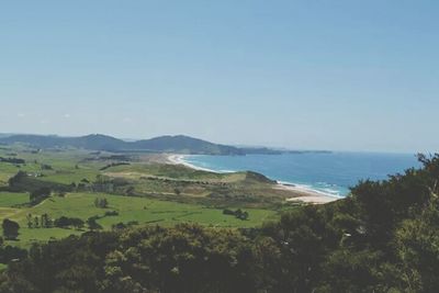 Scenic view of sea against clear sky