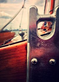 Close-up of old vintage car door