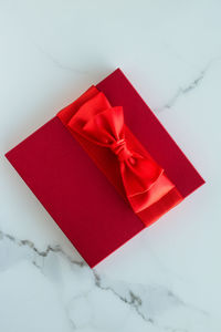 Close-up of gift box on white background