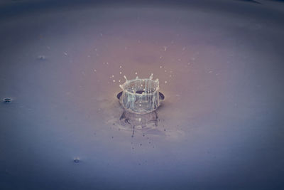 High angle view of water splashing on broken