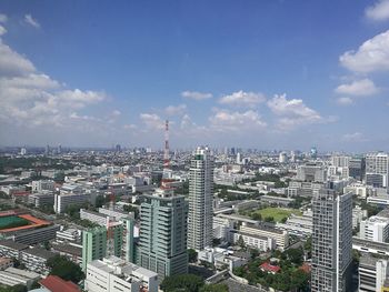 High angle view of cityscape against sky