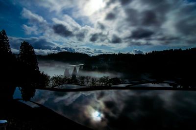 Scenic view of silhouette landscape against sky