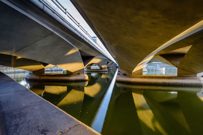 Reflection of bridge in water