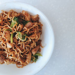 High angle view of food in plate