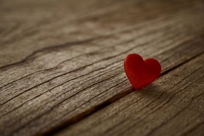 Close-up of heart shape on table