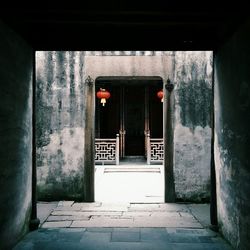 Closed door of old building