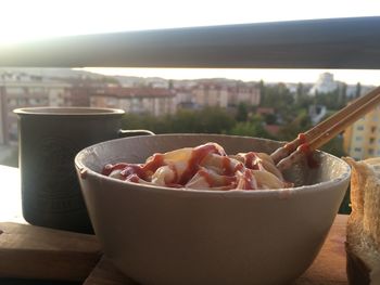 Close-up of cocktail in bowl on table