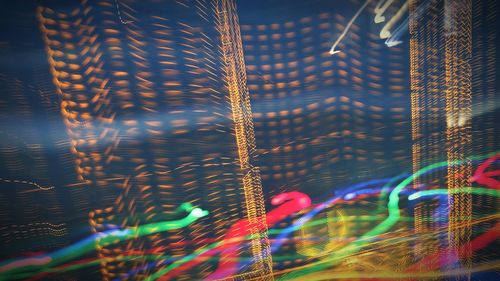 Close-up of light trails at night