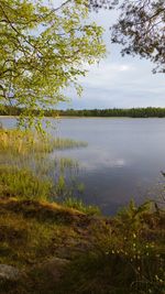 Scenic view of lake against sky