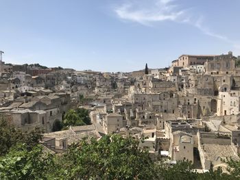 High angle view of buildings in city