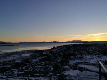 Scenic view of sea against sky during sunset