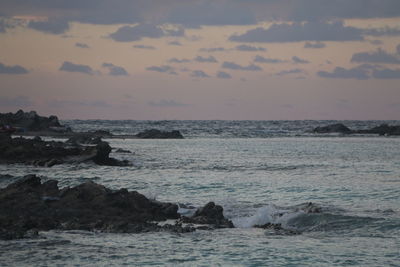 Scenic view of sea against sky during sunset