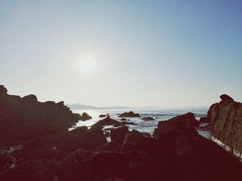 Scenic view of sea against clear sky