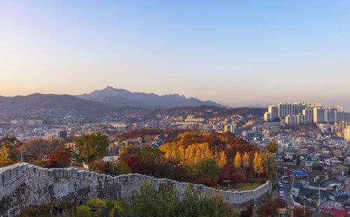 High angle view of buildings in city