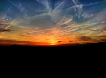 Silhouette landscape at sunset