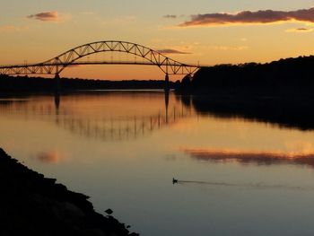 Scenic view of river at sunset