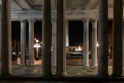 Illuminated columns at night