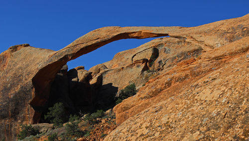 Low angle view of rock formations against sky