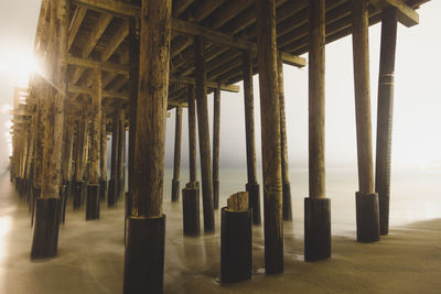 Wooden pier supports