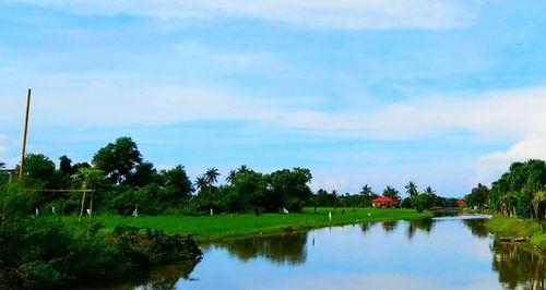 Scenic view of lake against sky