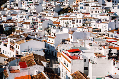 High angle view of cityscape against sky