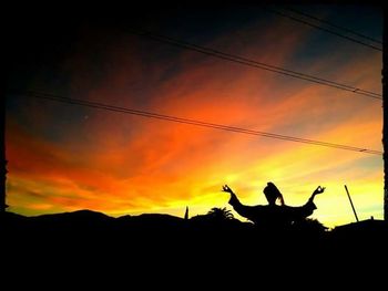 Silhouette of woman at sunset